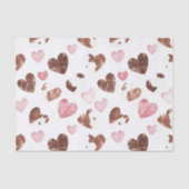 ピンクハートブラウンココアカウカプリント誕生日 薄葉紙 (正面)