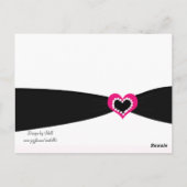 ピンクハートブラックリボンテーブルのシーティングカード ポストカード (裏面)