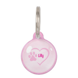 ピンクハートプリンセスカスタマイズ可能 ペット　ネームタグ