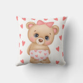 ピンクハートプリントテディベア装飾用クッション クッション (裏面)