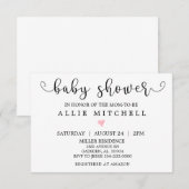 ピンクハートベイビーシャワー招待状 招待状 (正面/裏面)