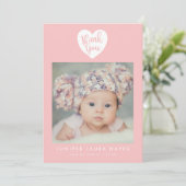 ピンクハートベビーガールありがとう誕生 案内状 (スタンド正面)