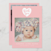 ピンクハートベビーガールありがとう誕生 案内状 (正面/裏面)