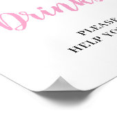 ピンクハートベビーガール飲み物ベビーシャワーサイン ポスター (角)