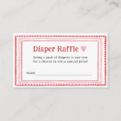 ピンクハートベビーシャワーおむつラッフルチケット エンクロージャーカード (正面)
