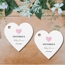ピンクハートベビーシャワーパーティーハート フェイバータグ