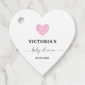 ピンクハートベビーシャワーパーティーハート フェイバータグ (正面)