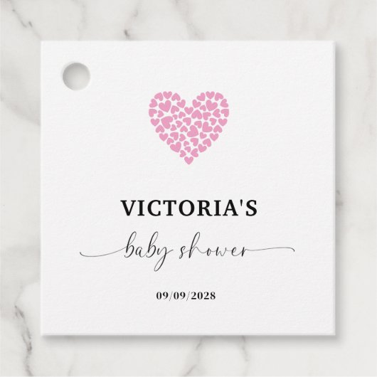 ピンクハートベビーシャワーパーティー広場 フェイバータグ (正面)