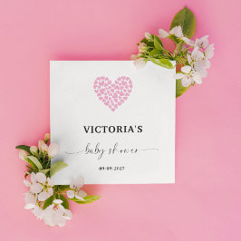 ピンクハートベビーシャワーパーティー スタンダードカクテルナプキン