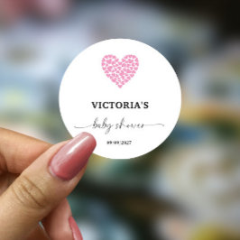 ピンクハートベビーシャワーパーティー ラウンドシール