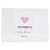 ピンクハートベビーシャワーパーティー ラージペーパーバッグ (裏面)