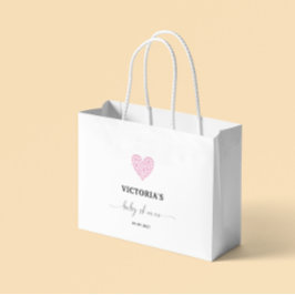 ピンクハートベビーシャワーパーティー ラージペーパーバッグ