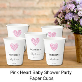 ピンクハートベビーシャワーパーティー 紙コップ