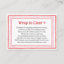 ピンクハートベビーシャワーラップイン澄ん エンクロージャーカード