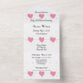 ピンクハートベビーシャワー招待状 オールインワン招待状 (内側)