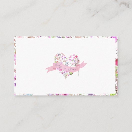 ピンクハートベビー開花書籍ベビー エンクロージャーカード (裏面)