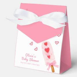 ピンクハートボウアイスクリームポップシクルベビーシャワー フェイバーボックス