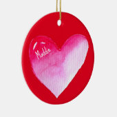 ピンクハートポップ・アートのバレンタインデー セラミックオーナメント (右)