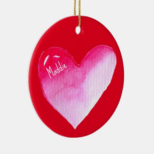 ピンクハートポップ・アートのバレンタインデー セラミックオーナメント (右)
