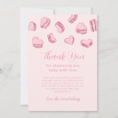 ピンクハートマカロンガールベビーシャワー サンキューカード (正面)