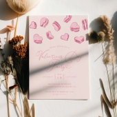 ピンクハートマカロンバレンタインデーパーティー 招待状