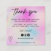 ピンクハートメディア感謝してい挿入ミニ名刺 スクエア名刺 (正面)