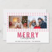 ピンクハートメリークリスマススクリプトファミリーの写真 シーズンカード (正面)