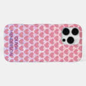 ピンクハートモノグラムキラキラカスタムネーム iPhoneケース (裏面横)