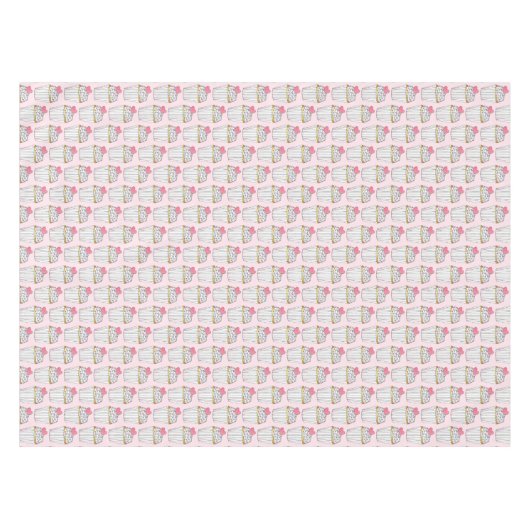 ピンクハートラブカップケーキブライダルシャワー誕生日 テーブルクロス (正面(横))