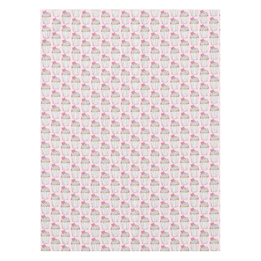 ピンクハートラブカップケーキブライダルシャワー誕生日 テーブルクロス (正面)