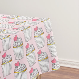 ピンクハートラブカップケーキブライダルシャワー誕生日 テーブルクロス