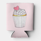 ピンクハートラブカップケーキブライダルベビーシャワーの好意 缶クーラー (正面)