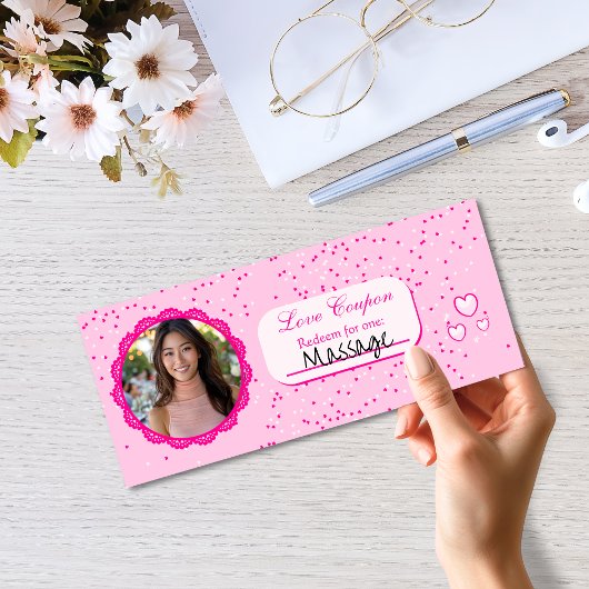 ピンクハートラブクーポンバレンタインデー シーズンカード