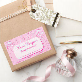 ピンクハートラブクーポンバレンタインデー 長方形シール