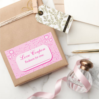 ピンクハートラブクーポンバレンタインデー 長方形シール