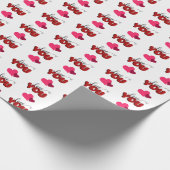 ピンクハートラブユースタイリッシュタイポグラフィバレンタイン ラッピングペーパー (角)