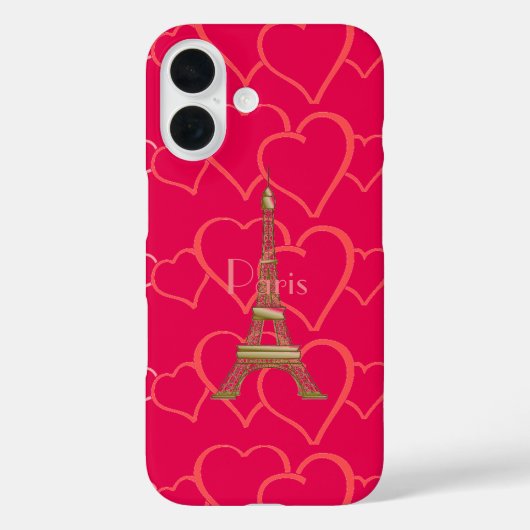 ピンクハートラブ エッフェル塔 パリ Case-Mate iPhoneケース (裏面)