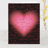 ピンクハートラブ - ラッピングペーパー カード (黄色い花)