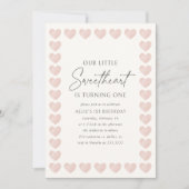 ピンクハートリトルスウィートアールヴァレンティネス誕生日 招待状 (正面)