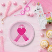 ピンクハートリボン乳がん認識度カスタム ペーパープレート (パーティー)