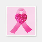 ピンクハートリボン乳がん認識度 スタンダードカクテルナプキン (正面)