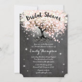 ピンクハートリーフツリーブライダルシャワー招待状 招待状 (正面)