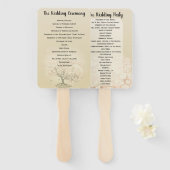 ピンクハートリーフツリー結婚式 プログラム ハンドファン (正面&裏面)