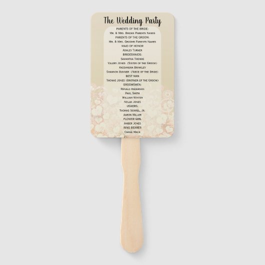 ピンクハートリーフツリー結婚式 プログラム ハンドファン (裏面)