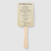 ピンクハートリーフツリー結婚式 プログラム ハンドファン (正面)