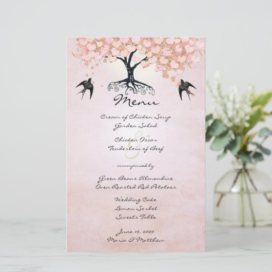 ピンクハートリーフ結婚ツリーのメニュー (スタンド正面)