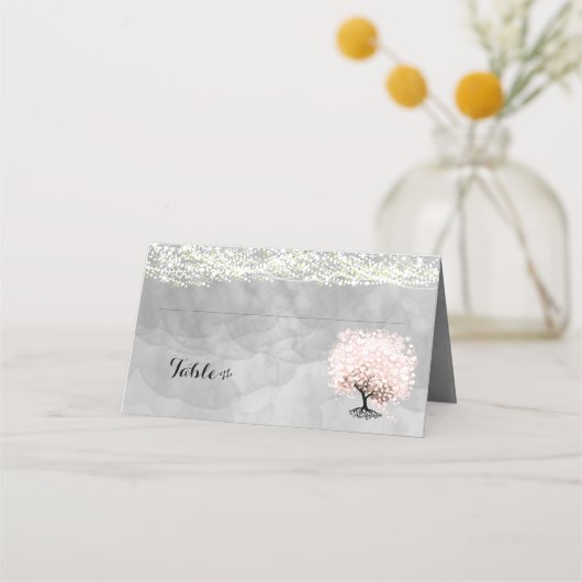 ピンクハートリーフ結婚ツリーの座席表 プレイスカード (裏面)