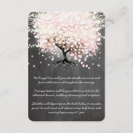 ピンクハートリーフ結婚ツリー情報カード エンクロージャーカード (裏面)