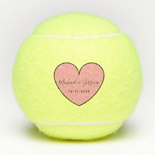 ピンクハートロマン結婚ティック記念日バレンタイン テニスボール (正面)