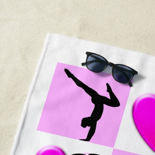 ピンクハート体パーソナライズされた操用ビーチタオル ビーチタオル (インサイチュ)